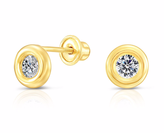 10K Yellow Gold Bezel Stud Earrings | Timeless Elegance for Everyday Wear
