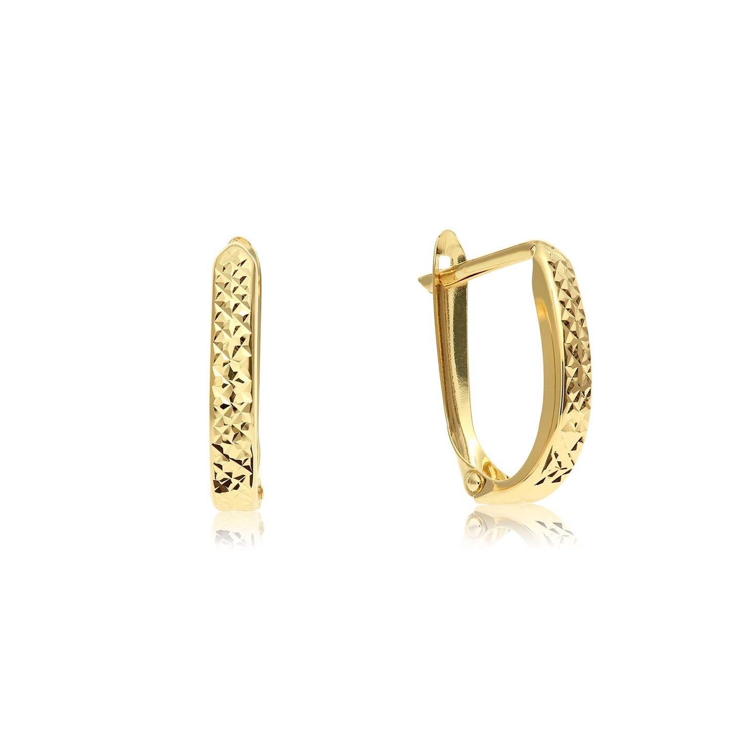 14K Gold Diamond Cut Huggie Hoop Earrings | Classic Elegance