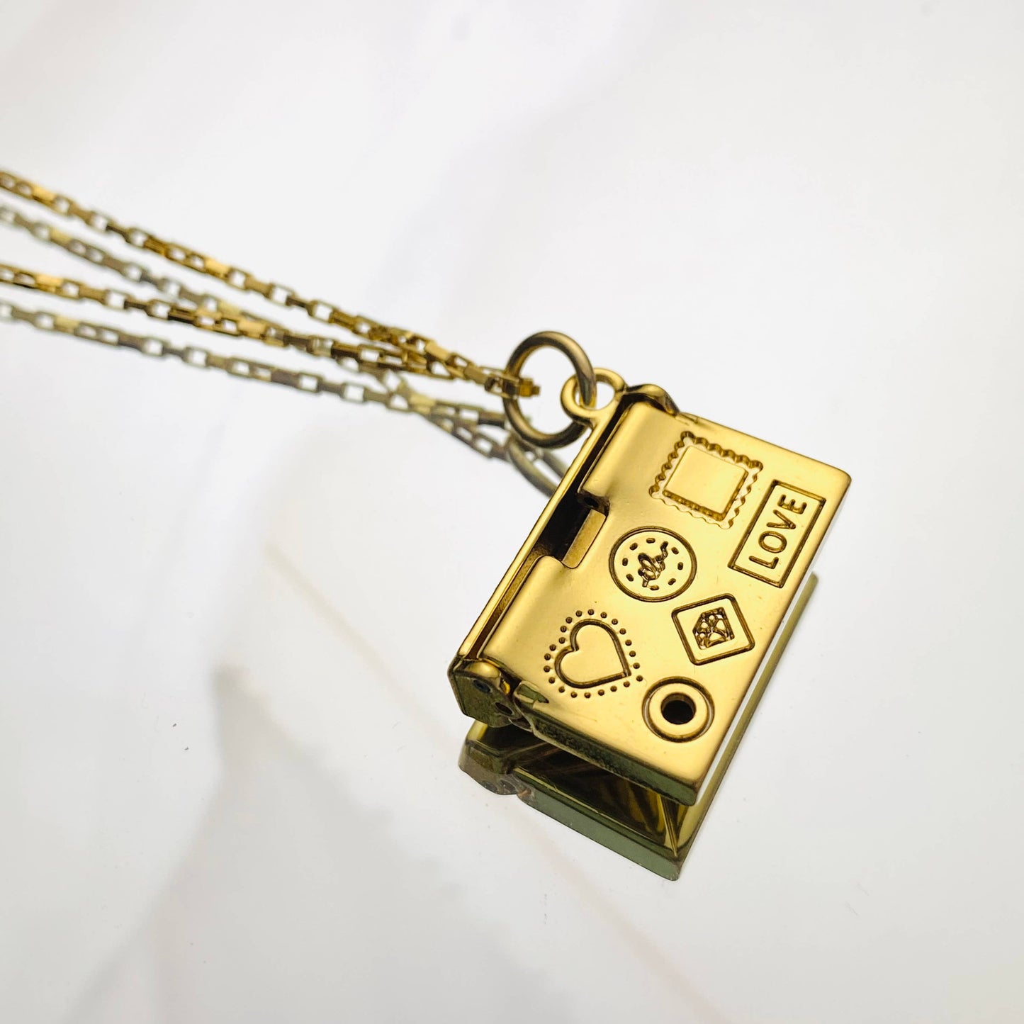 18K Gold Filled Envelope Locket Necklace