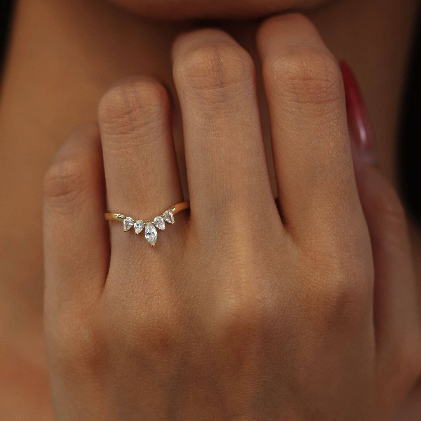 The Supreme Ring | 10K or 14K Gold with Pear-Cut Moissanite