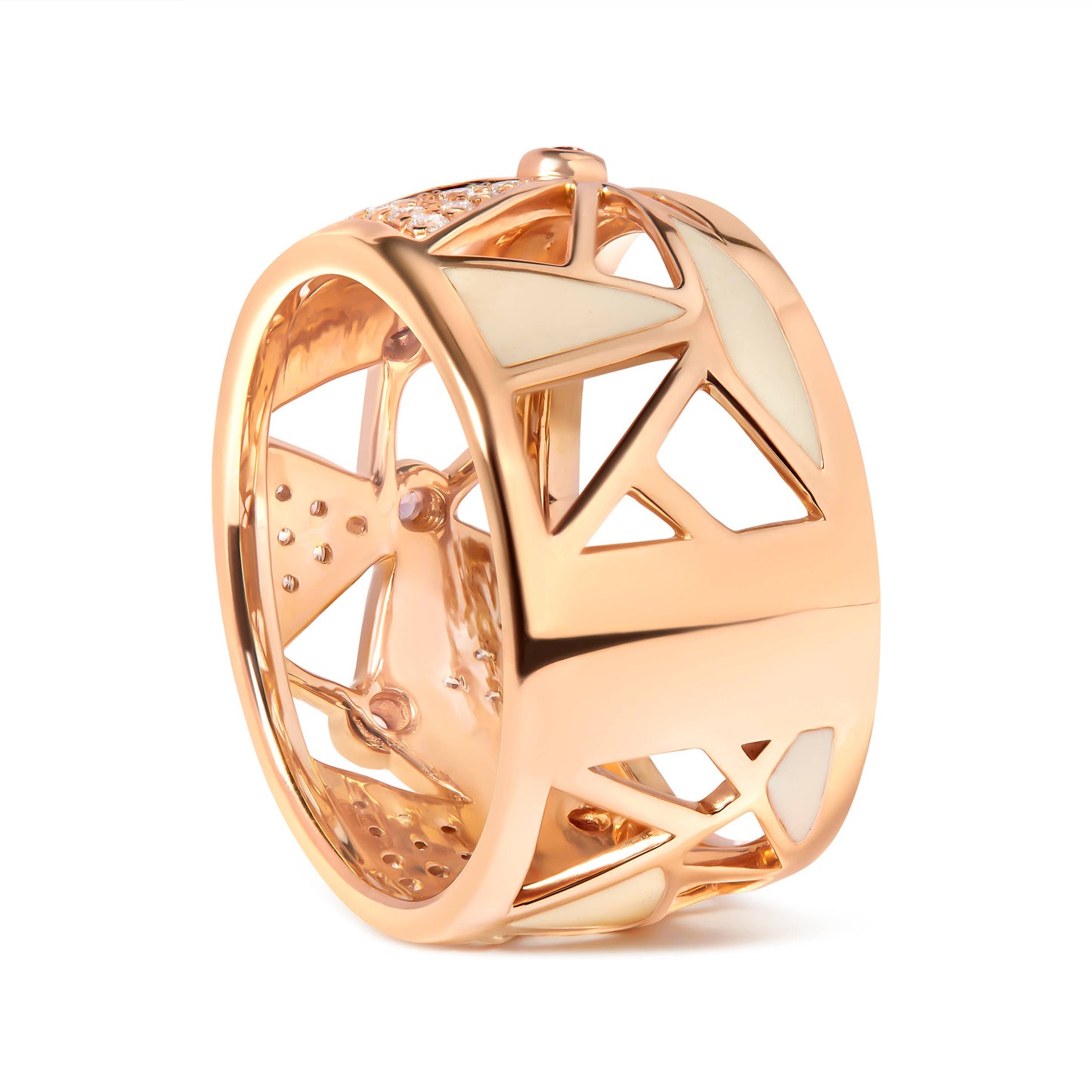 14K Rose Gold Diamond & Pink Tourmaline Cigar Band Ring