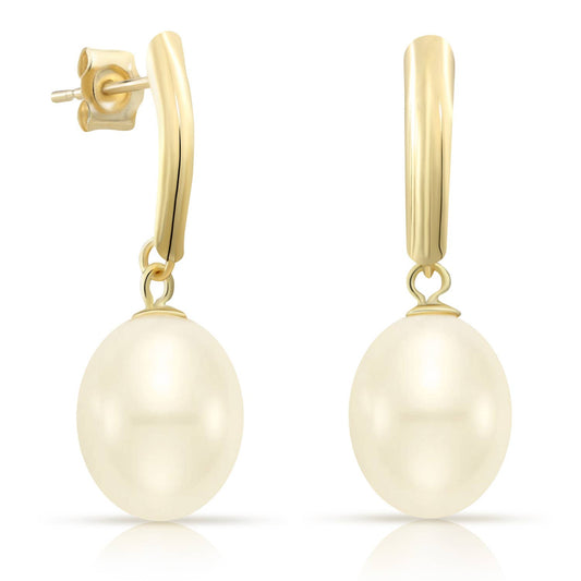 14K Yellow Gold Freshwater Pearl Earrings | Classic Elegance Redefined