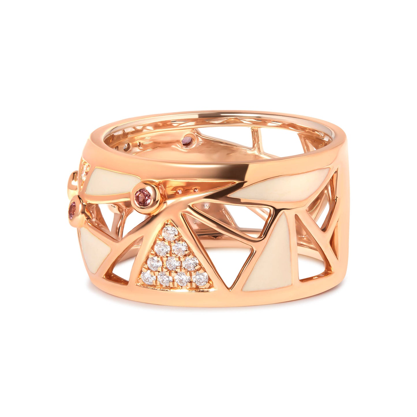14K Rose Gold Diamond & Pink Tourmaline Cigar Band Ring