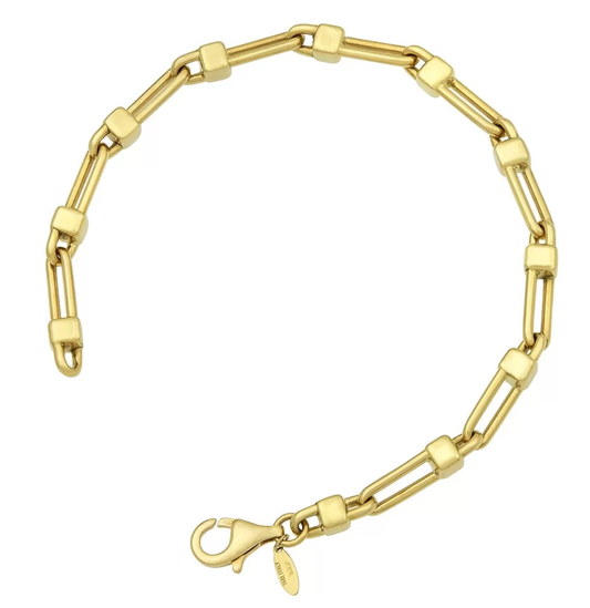 14K Yellow Gold Zip Tie Paperclip Bracelet – Sleek & Modern Chain