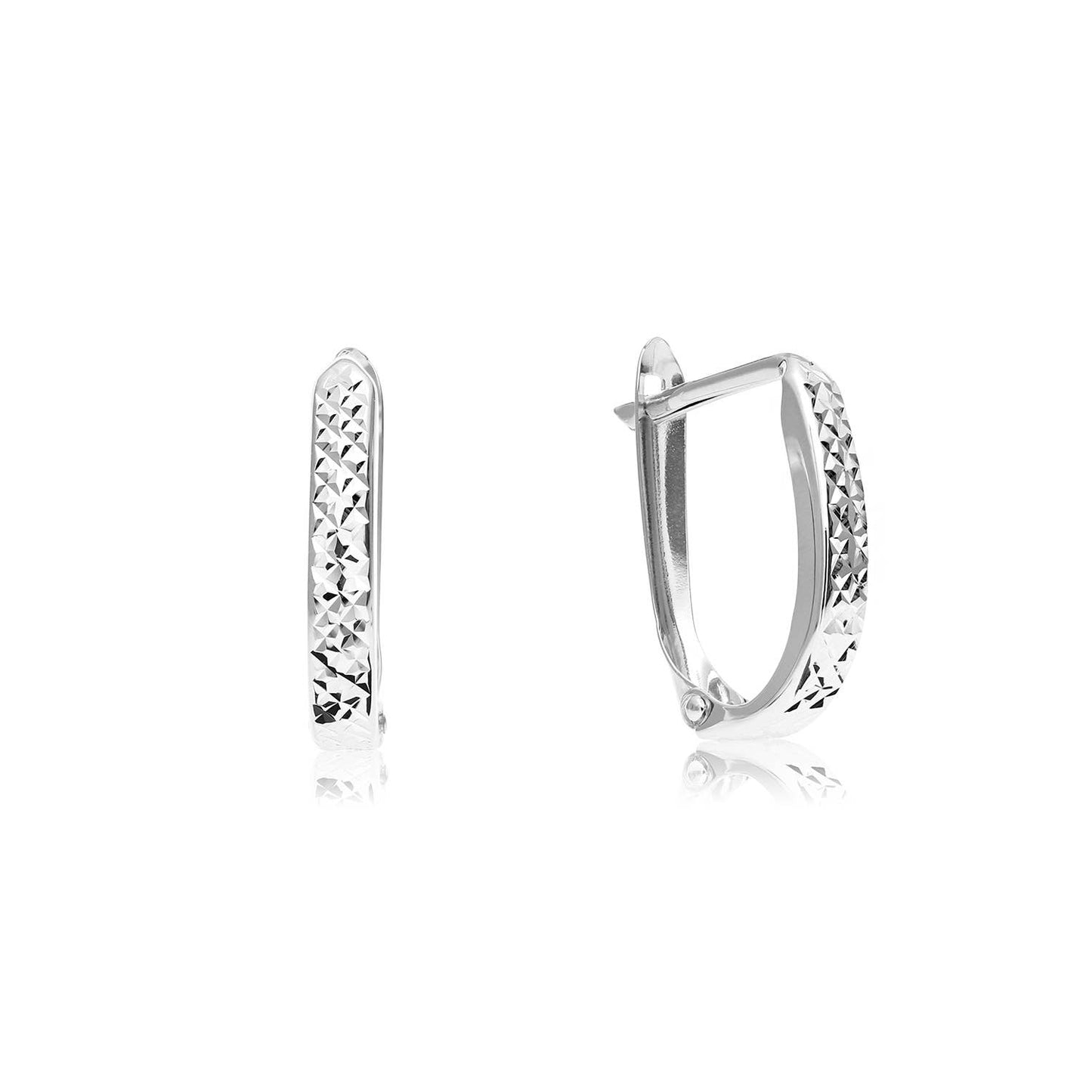 14K Gold Diamond Cut Huggie Hoop Earrings | Classic Elegance