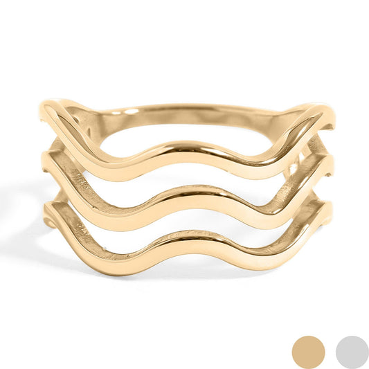 Triple Wave Geometric Ring | Fluid Design, Timeless Elegance