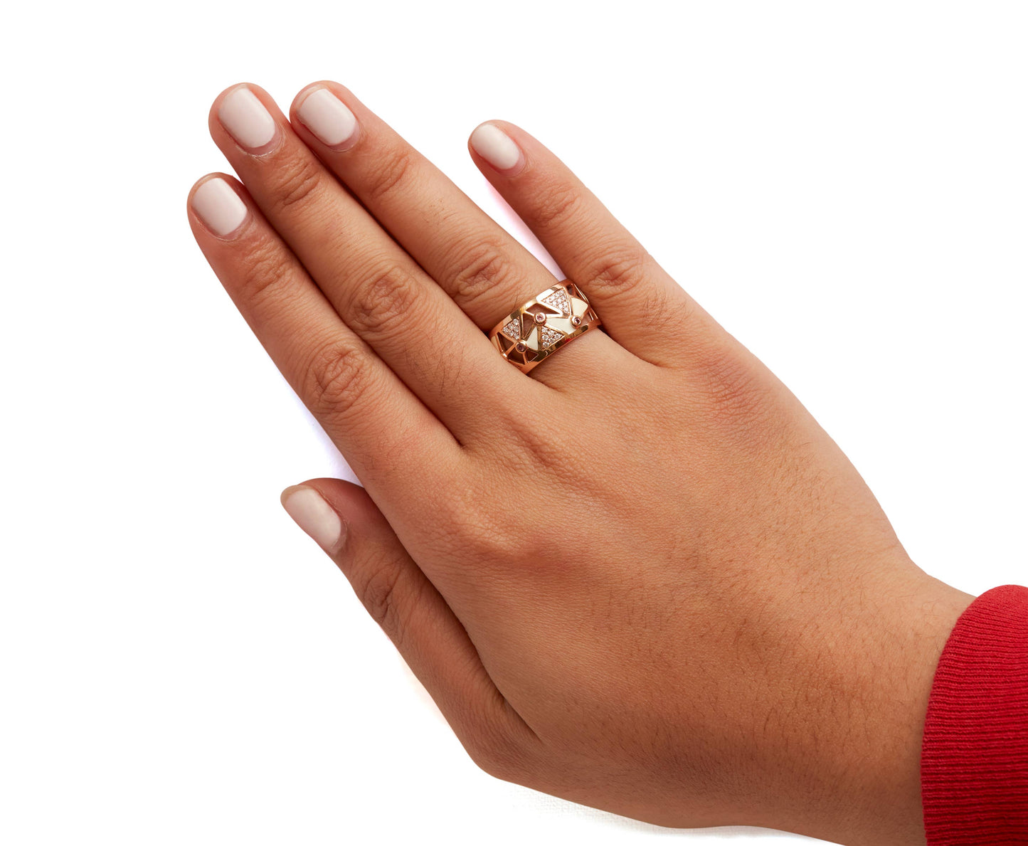 14K Rose Gold Diamond & Pink Tourmaline Cigar Band Ring