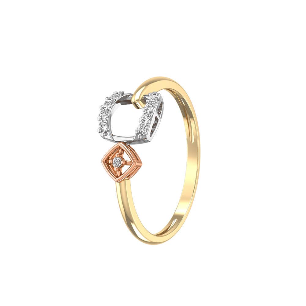 18K Tri-Color Gold & Diamond Ring – Solid Gold Statement Piece