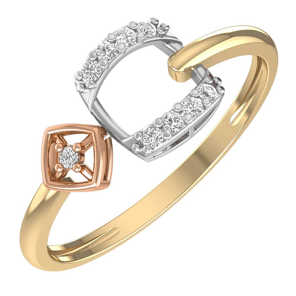 18K Tri-Color Gold & Diamond Ring – Solid Gold Statement Piece
