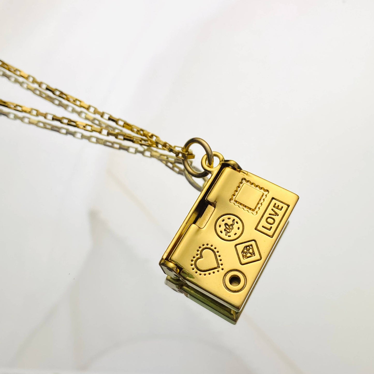 18K Gold Filled Envelope Locket Necklace