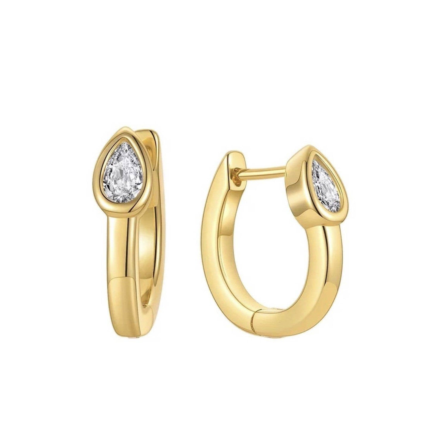 Everyday Mini Hoop Earrings with Pear-Shaped CZ