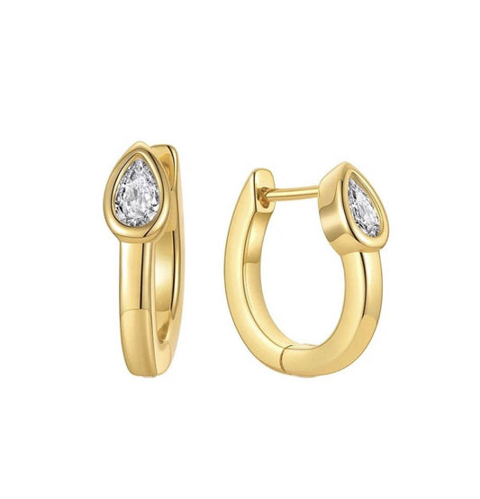 Everyday Mini Hoop Earrings with Pear-Shaped CZ