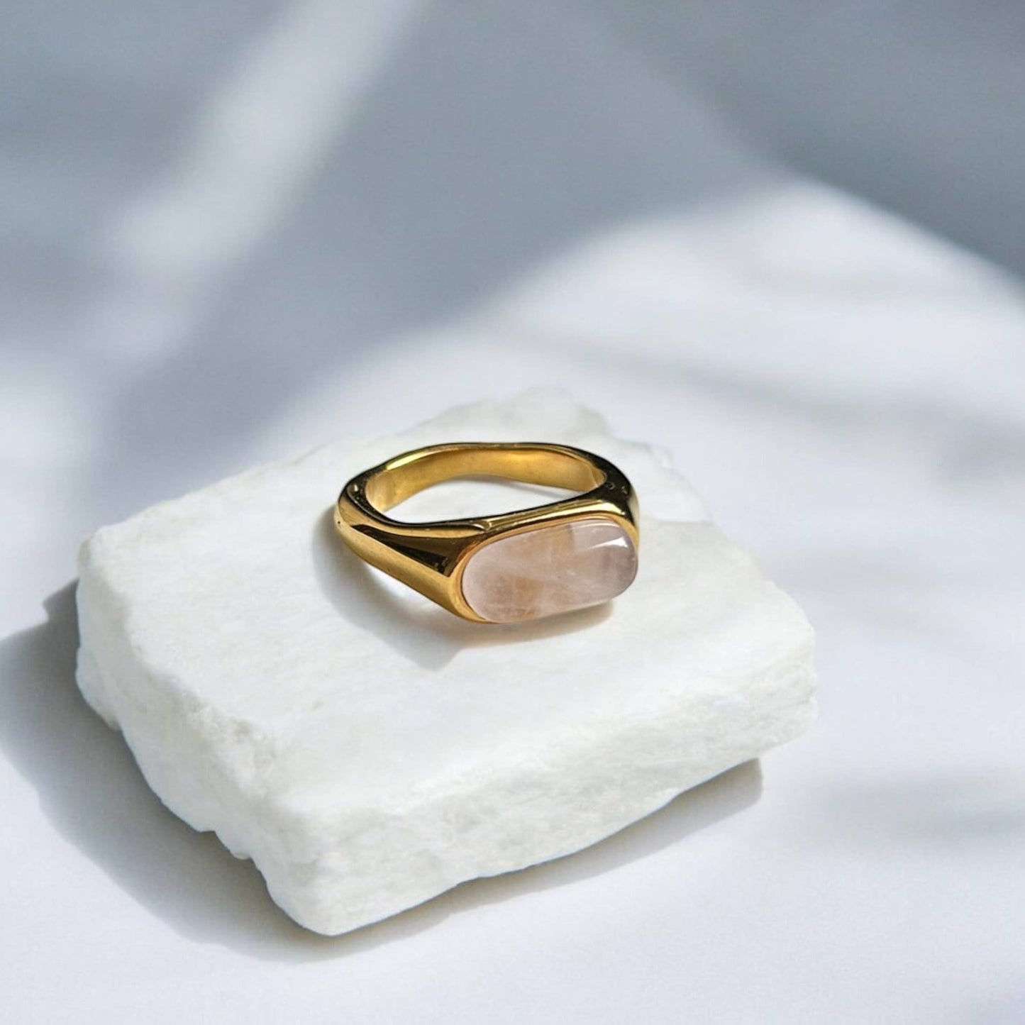 Bold Soft Pink Rose Quartz Ring