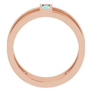 14K Rose Aquamarine Baguette Ring-Stunning Statement Ring