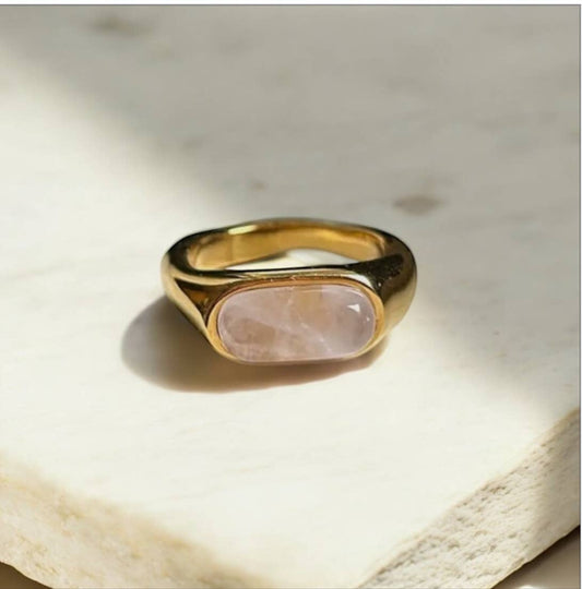 Bold Soft Pink Rose Quartz Ring
