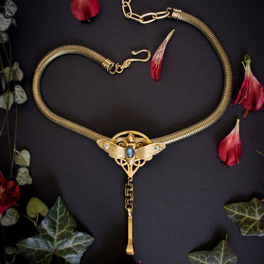 Bejeweled Cicada & Tree of Life Statement Necklace