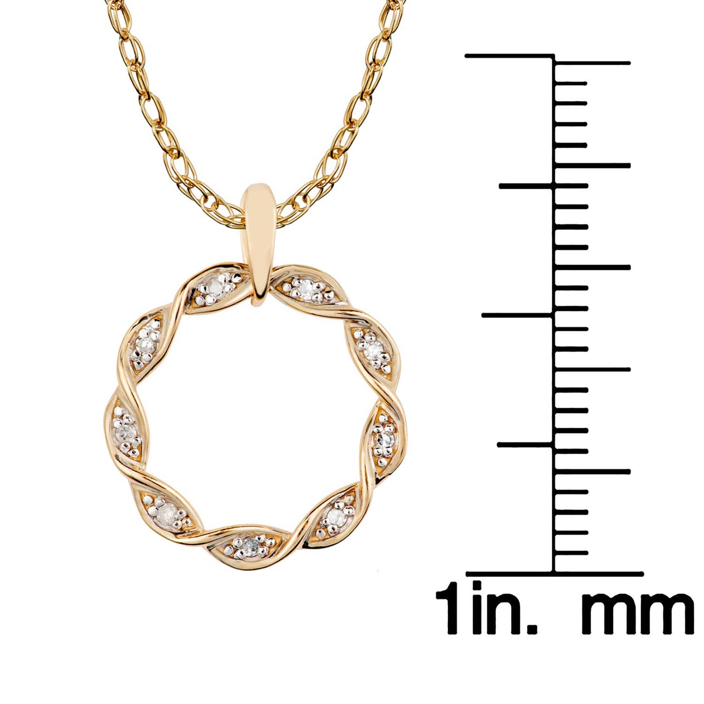 10K Yellow Gold Braided Circle Diamond Pendant Necklace – Elegant & Timeless