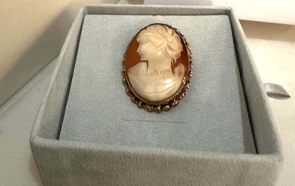 Gorgeous Vintage Left Facing Sorrento 12k Gold Filled Cameo Brooch/Pendant